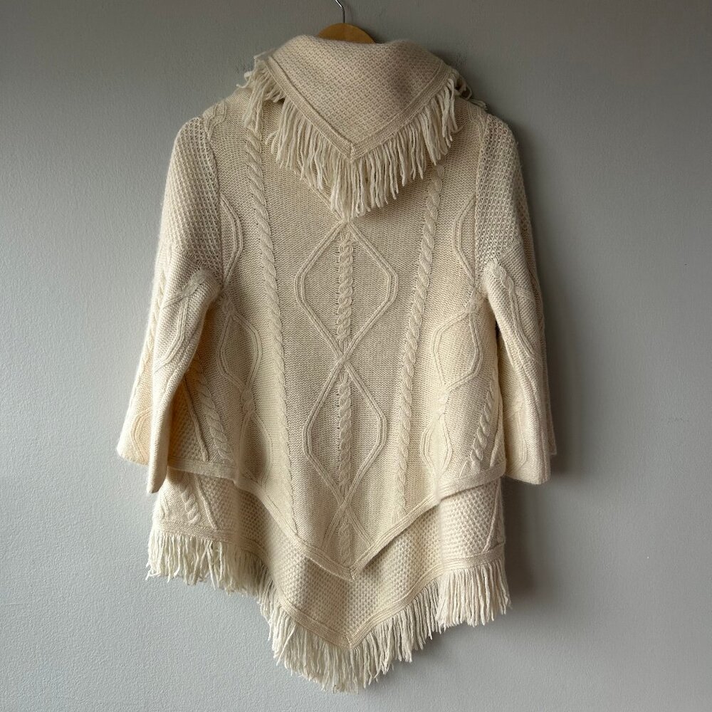 Anthropologie Sleeping on Snow Fringe Cardigan Cream Wool Angora Blend - Picture 4 of 10